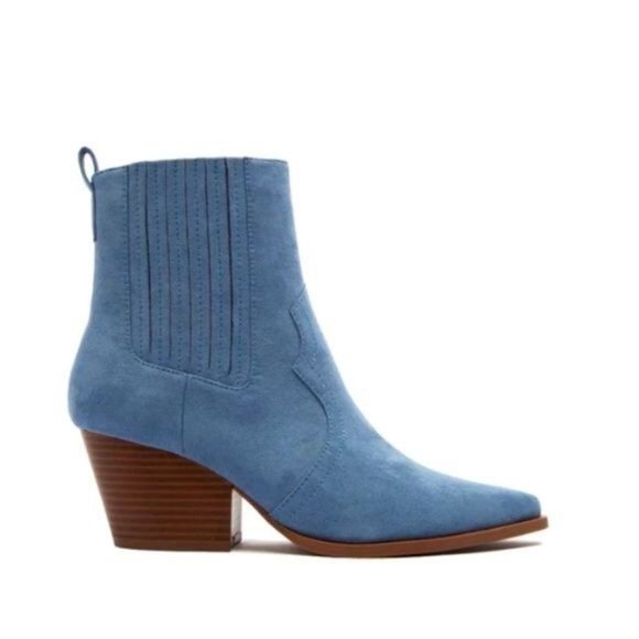 !! NEW !! Vegan Leather Ankle Cowboy Boots in Black Croc - Picture 9 of 10